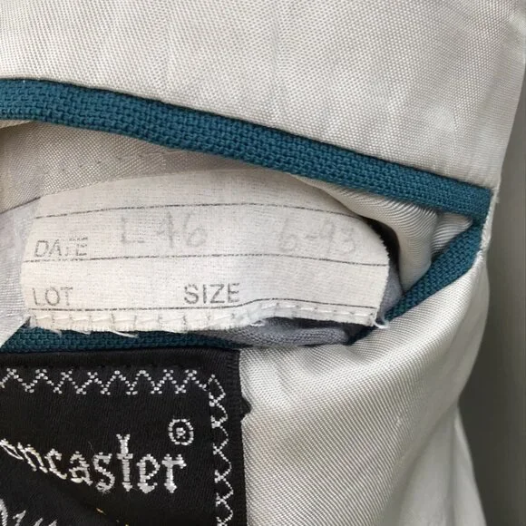 Vintage 46L Men's Teal Blue Blazer Jacket Vented Single Breasted Fully Lined - Picture 12 of 13